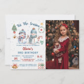 Das Weihnachtsschneemann zum Geburtstag des Fotos Einladung (Vorderseite)