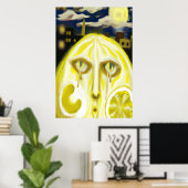 Das weinende gelbe Zitronengesicht | AI Art Poster (Heimbüro)