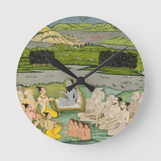 Das weise Shuku Deva, das zu König Parikshit u. a Runde Wanduhr (Vorderseite)