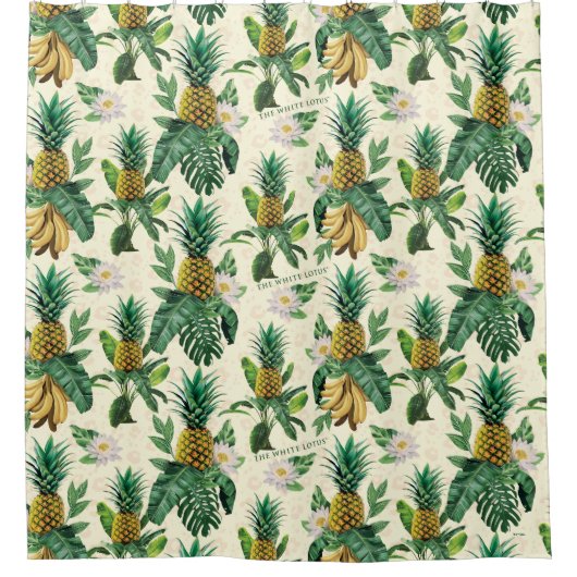 Das weiße Ananas-Paradies-Muster Duschvorhang (Vorderseite)