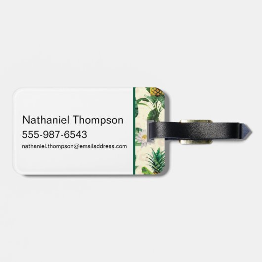 Das weiße Ananas-Paradies-Muster Gepäckanhänger (Rückseite horizontal)
