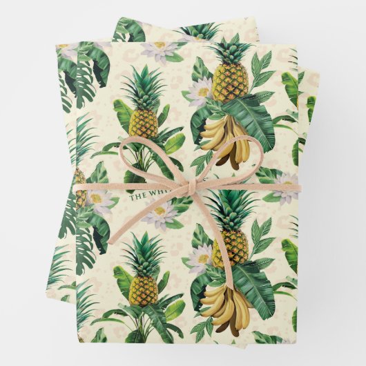 Das weiße Ananas-Paradies-Muster Geschenkpapier Set (Beispiel)