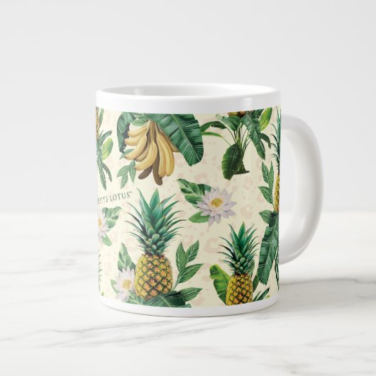 Das weiße Ananas-Paradies-Muster Jumbo-Tasse (Vorderseite Rechts)