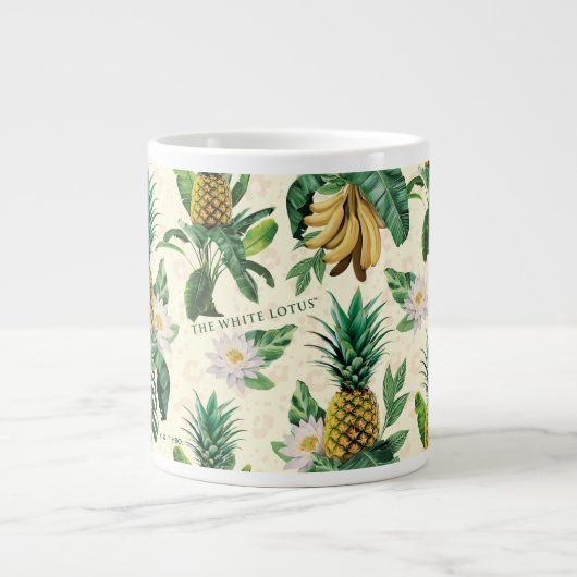 Das weiße Ananas-Paradies-Muster Jumbo-Tasse (Vorderseite)