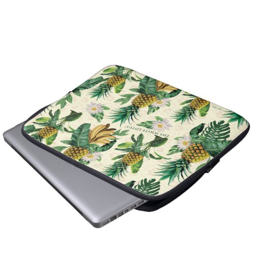 Das weiße Ananas-Paradies-Muster Laptopschutzhülle (Vorne Knopf)