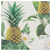 Das weiße Ananas-Paradies-Muster Stoff (Nahaufnahme)