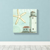 Das Weiße Haus am Strand Leinwanddruck (Insitu (Holzboden))