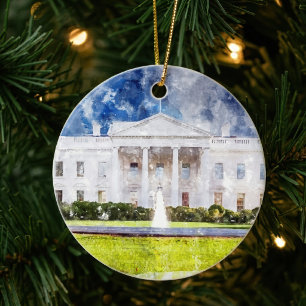 Das Weiße Haus in Washington DC Aquarell Keramik Ornament