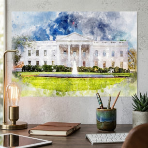 Das Weiße Haus in Washington DC Aquarell Poster