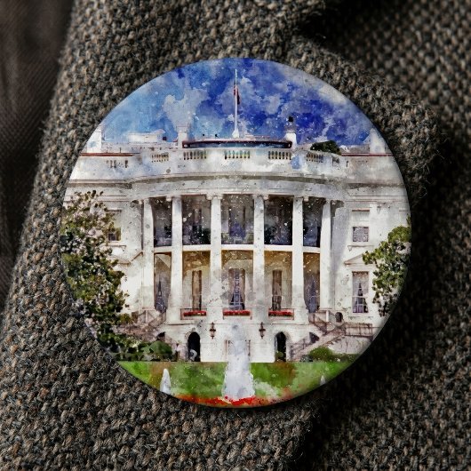 Das Weiße Haus in Washington DC in Watercolor Button