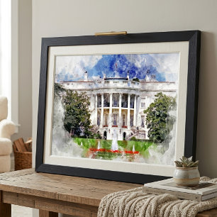 Das Weiße Haus in Washington DC in Watercolor Fotodruck