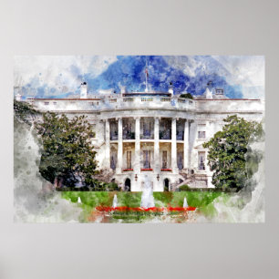 Das Weiße Haus in Washington DC in Watercolor Poster
