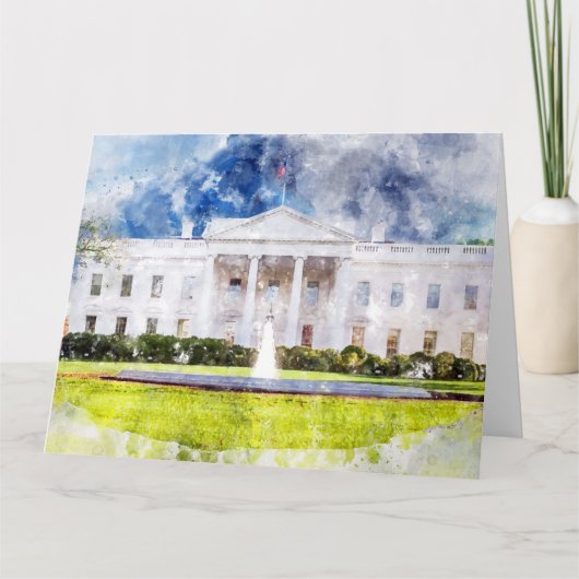 Das Weiße Haus in Washington DC Wasserfarbe Dankeskarte (Vorderseite)