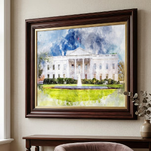Das Weiße Haus in Washington DC Wasserfarbe Fotodruck
