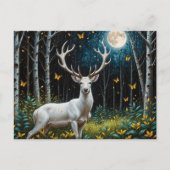 Das Weiße Hirsch in einem Mondwald Postkarte (Vorderseite)