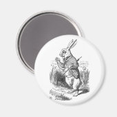 Das weiße Kaninchen mit Uhren Magnet (Vorderseite/Rückseite)