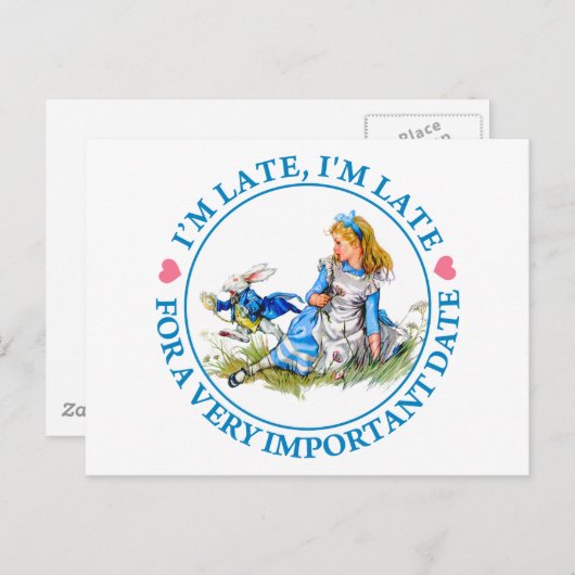 Das weiße Kaninchen rost durch Alice im Wunderland Postkarte (Vorne/Hinten)