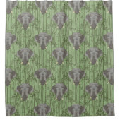 Das weiße Lotus-majestätische Elefantenmuster Duschvorhang (Vorderseite)