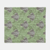 Das weiße Lotus-majestätische Elefantenmuster Fleecedecke (Vorderseite (Horizontal))