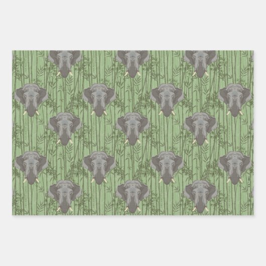 Das weiße Lotus-majestätische Elefantenmuster Geschenkpapier Set (Vorderseite)