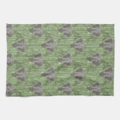 Das weiße Lotus-majestätische Elefantenmuster Geschirrtuch (Horizontal)