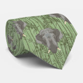 Das weiße Lotus-majestätische Elefantenmuster Krawatte (Gerollt)