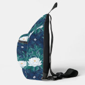 Das weiße Lotus Midnight Lotus-Muster Crossbody Bag (Rechts)