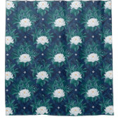 Das weiße Lotus Midnight Lotus-Muster Duschvorhang (Vorderseite)