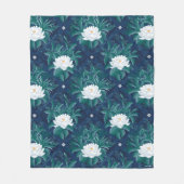 Das weiße Lotus Midnight Lotus-Muster Fleecedecke (Vorderseite)