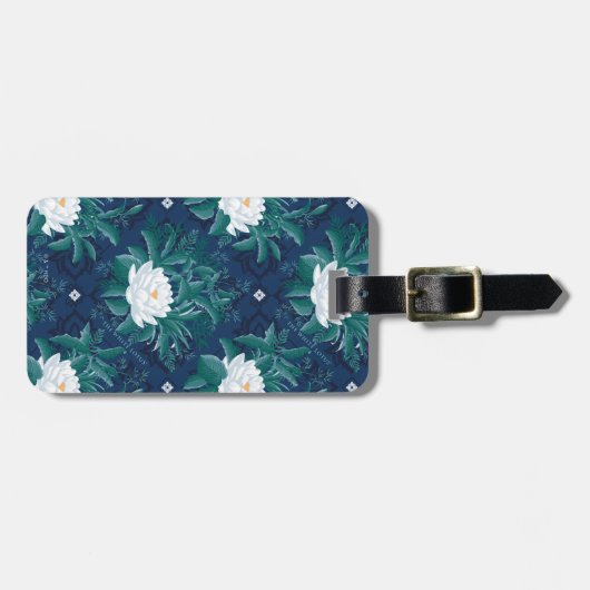 Das weiße Lotus Midnight Lotus-Muster Gepäckanhänger (Vorderseite horizontal)