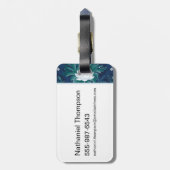 Das weiße Lotus Midnight Lotus-Muster Gepäckanhänger (Rückseite vertikal)