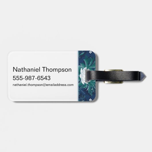 Das weiße Lotus Midnight Lotus-Muster Gepäckanhänger (Rückseite horizontal)