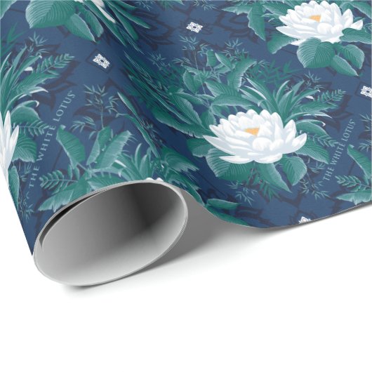 Das weiße Lotus Midnight Lotus-Muster Geschenkpapier (Rolleneckpunkt)