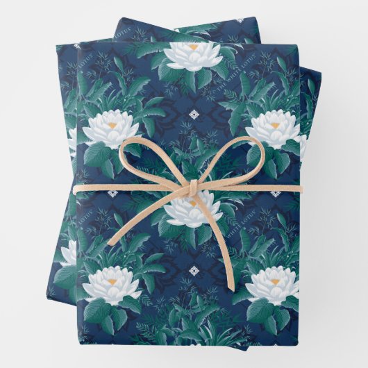 Das weiße Lotus Midnight Lotus-Muster Geschenkpapier Set (Beispiel)