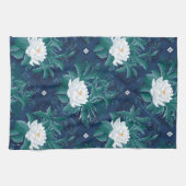 Das weiße Lotus Midnight Lotus-Muster Geschirrtuch (Horizontal)