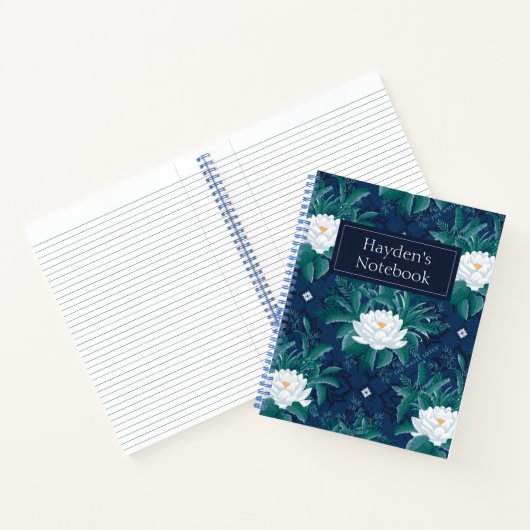 Das weiße Lotus Midnight Lotus-Muster Notizblock (Innenseite)