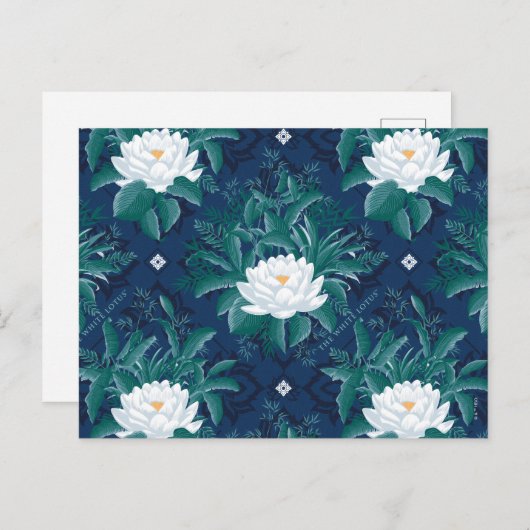 Das weiße Lotus Midnight Lotus-Muster Postkarte (Vorne/Hinten)
