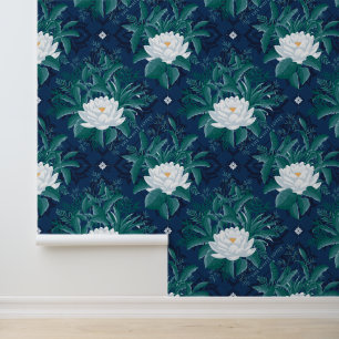 Das weiße Lotus Midnight Lotus-Muster Tapete