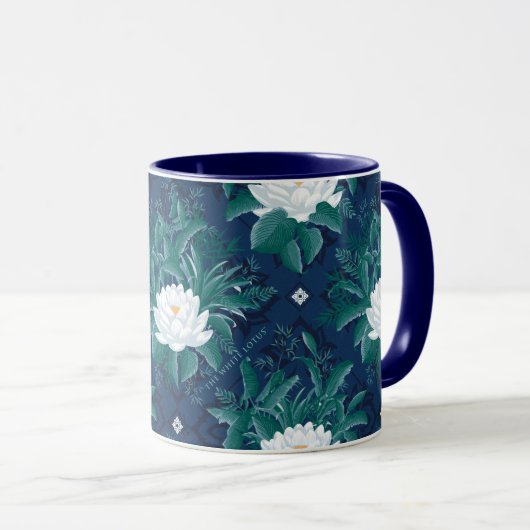Das weiße Lotus Midnight Lotus-Muster Tasse (VorderseiteRechts)