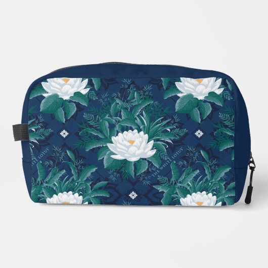 Das weiße Lotus Midnight Lotus-Muster Waschbeutel (Vorderseite)