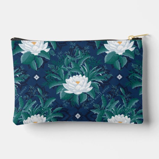 Das weiße Lotus Midnight Lotus-Muster Zubehörtasche (Rückseite)