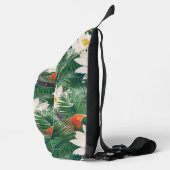 Das weiße Lotus tropische Vögel & Lotus Muster Crossbody Bag (Rechts)