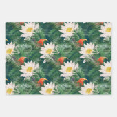Das weiße Lotus tropische Vögel & Lotus Muster Geschenkpapier Set (Vorderseite 3)