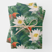 Das weiße Lotus tropische Vögel & Lotus Muster Geschenkpapier Set (Beispiel)