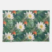 Das weiße Lotus tropische Vögel & Lotus Muster Geschirrtuch (Horizontal)