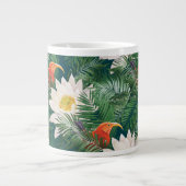 Das weiße Lotus tropische Vögel & Lotus Muster Jumbo-Tasse (Vorderseite)