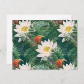 Das weiße Lotus tropische Vögel & Lotus Muster Postkarte (Vorne/Hinten)