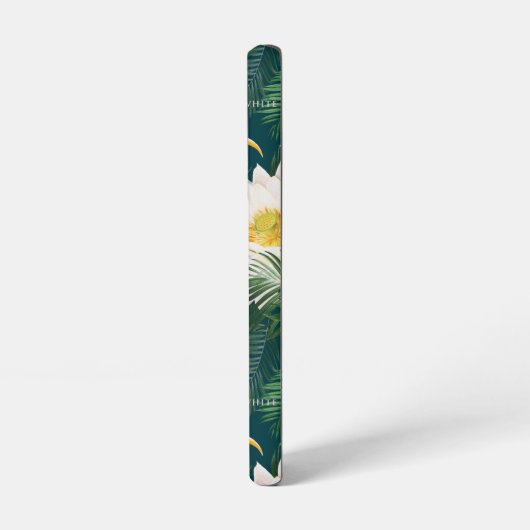 Das weiße Lotus tropische Vögel & Lotus Muster Samsung Galaxy Hülle (Linke Seite)