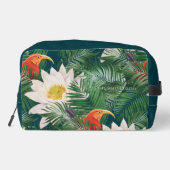 Das weiße Lotus tropische Vögel & Lotus Muster Waschbeutel (Rückseite)