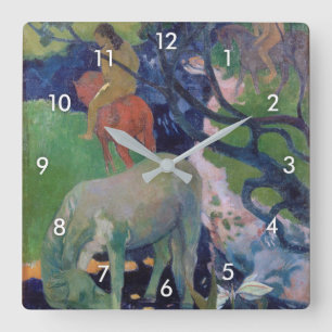 Das Weiße Pferd, Gauguin Quadratische Wanduhr